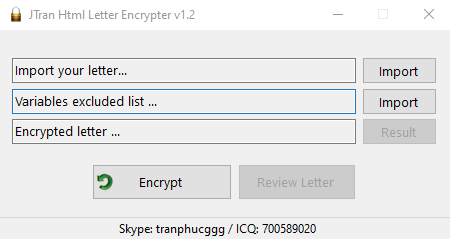 Html Letter Encryptor encrypts letter and message