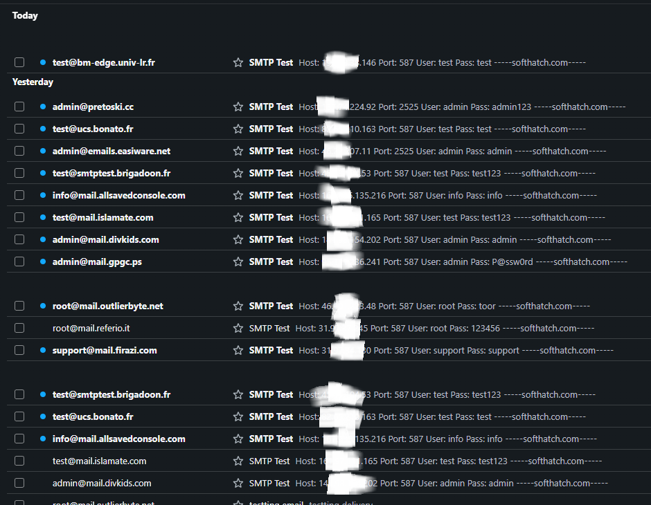 Saga SMTP Cracker results