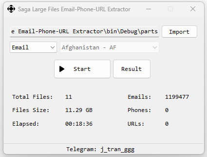 Saga Large File Email-Phone-URL Extractor