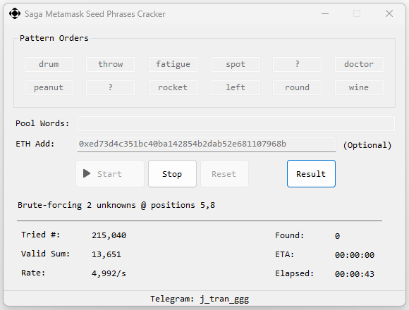 Saga Metamask Seed Phrases Cracker