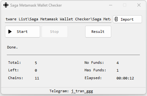 Saga Metamask Wallet Checker