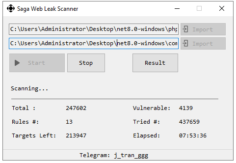 Saga Web Leak Scanner